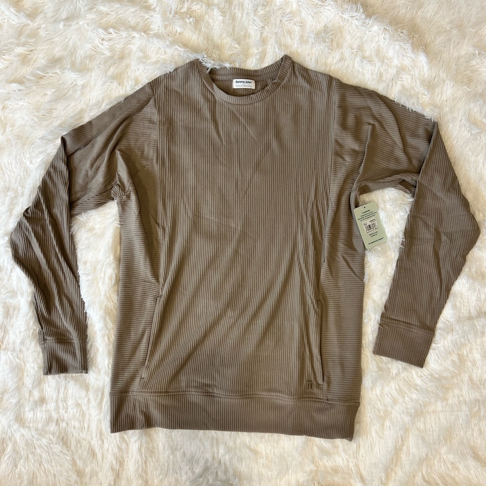 Tommy John Ribbed Crewneck Sweatshirt - Driftwood